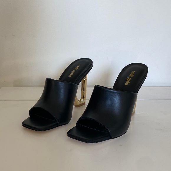 NWOB Cult Gaia Astaea Sandals Women's Black Open Toe Slip On bamboo-style - Picture 9 of 17